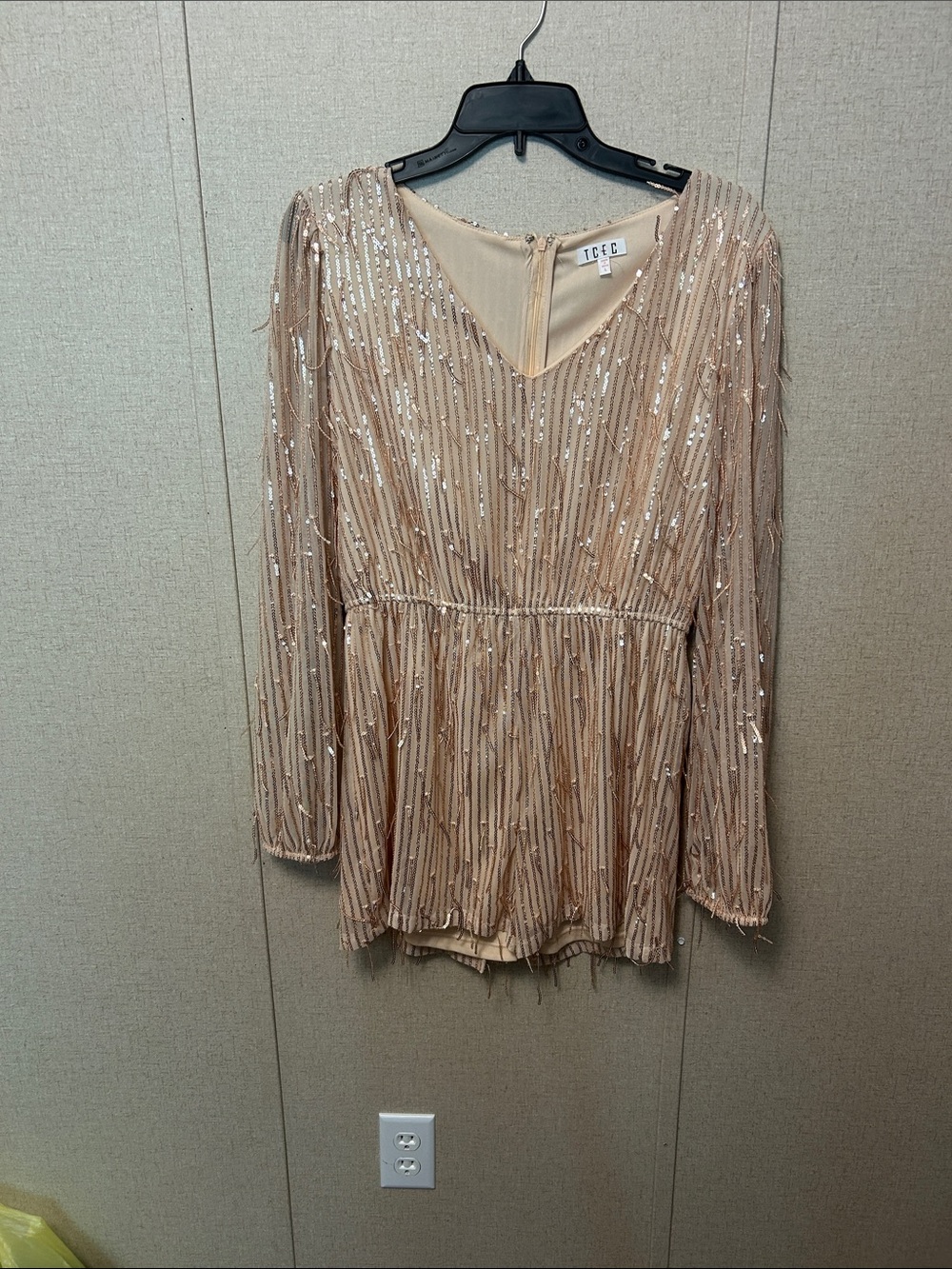 Ice Blush Sequin Peplum shorts jumpsuit